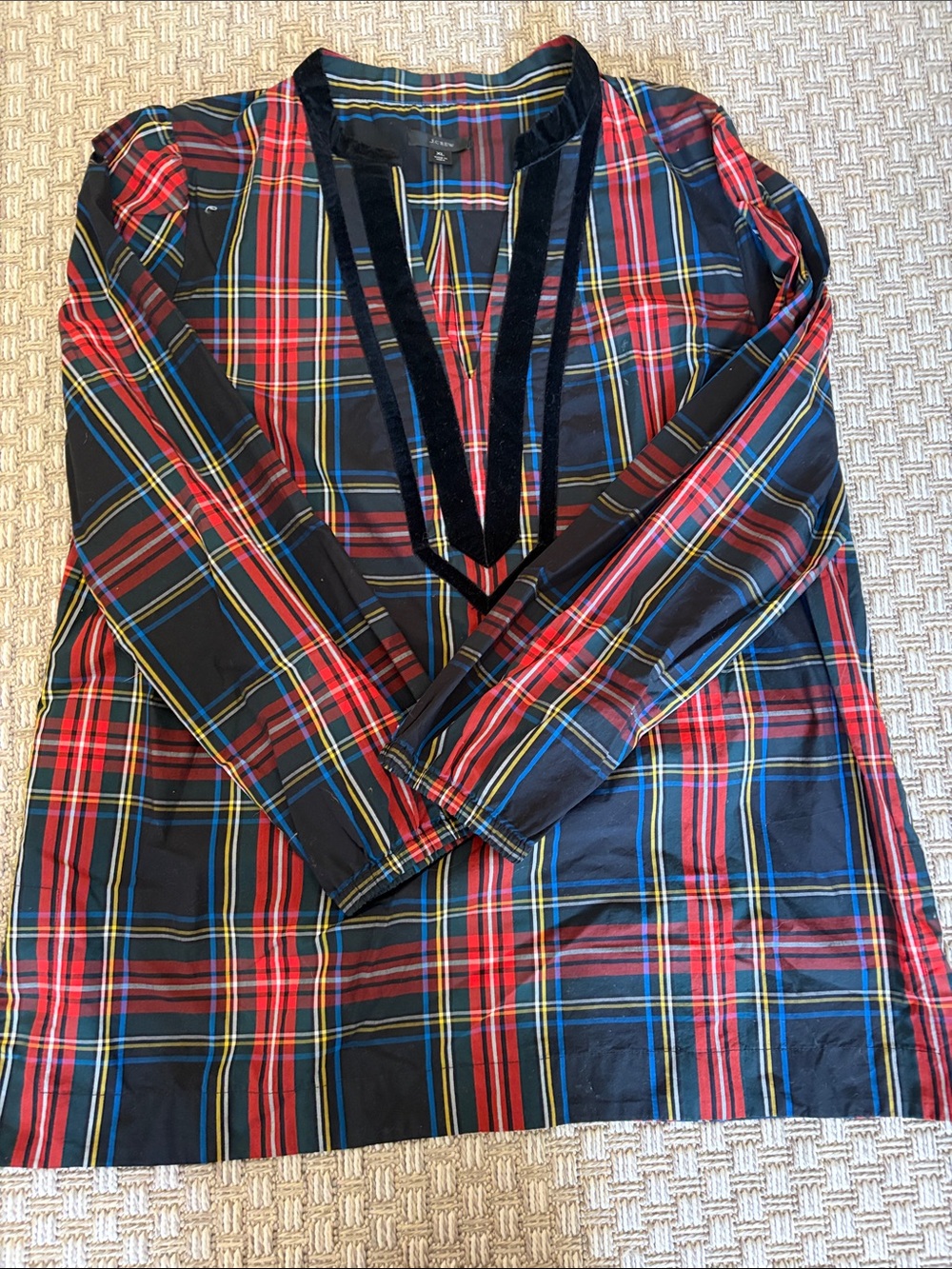 J. Crew Black Plaid Button-Down Shirt with Red & Blue Tartan
